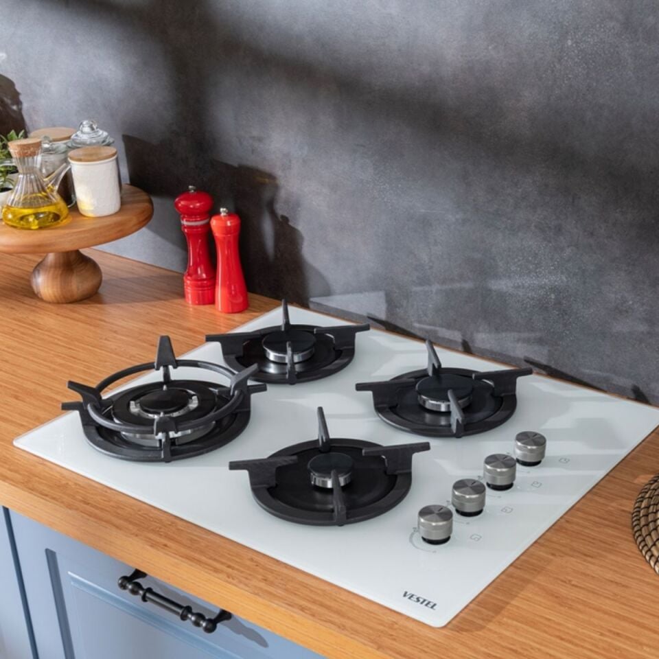 Vestel AO-65104 BDG-DW 65 cm 4 Gözü Gazlı (1 Gözü Wok'lu) Ankastre Ocak