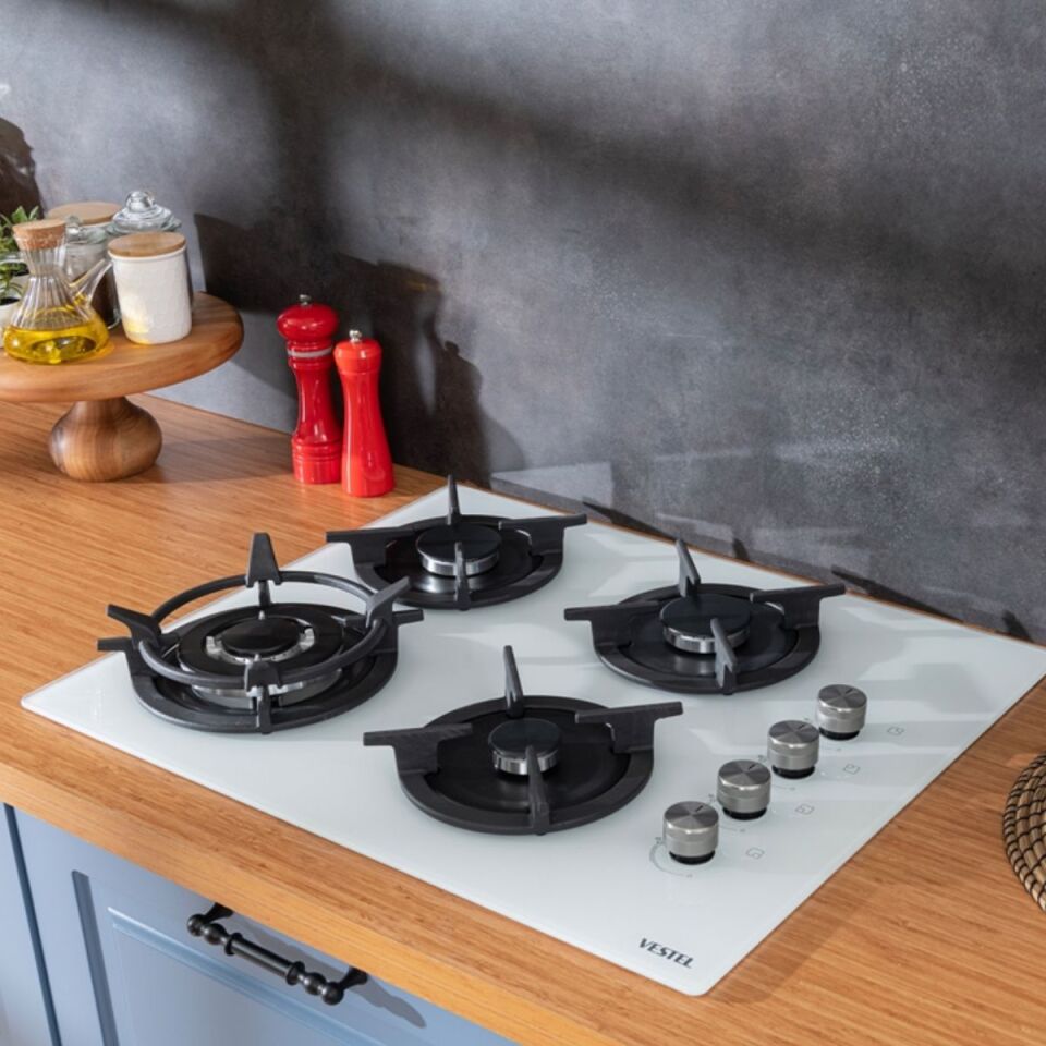 Vestel AO-65104 BDG-DW 65 cm 4 Gözü Gazlı (1 Gözü Wok'lu) Ankastre Ocak