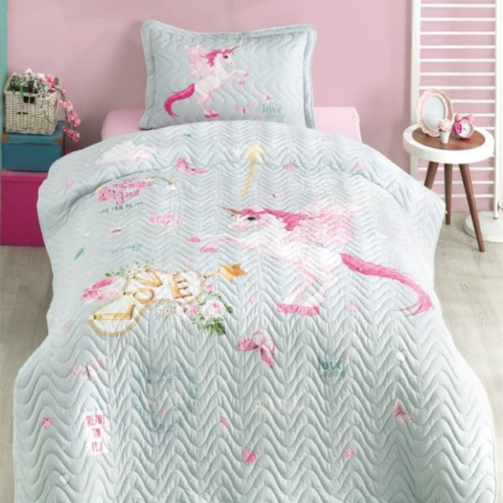 Aran Clasy Aran Teks. %100 Pamuk Genç Yatak Örtüsü -Pegasus V1 Mint