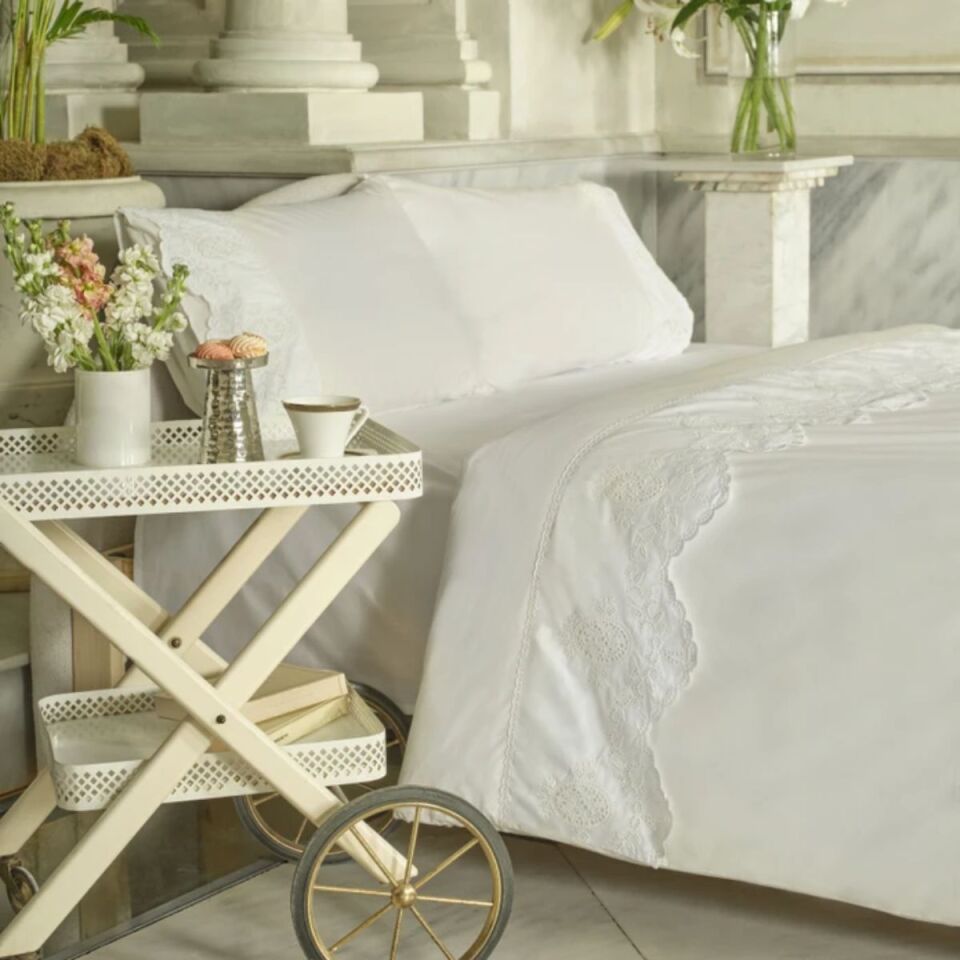 Karaca Home Chole Brodeli %100 Pamuk Çift Kişilik Nevresim Takımı Beyaz