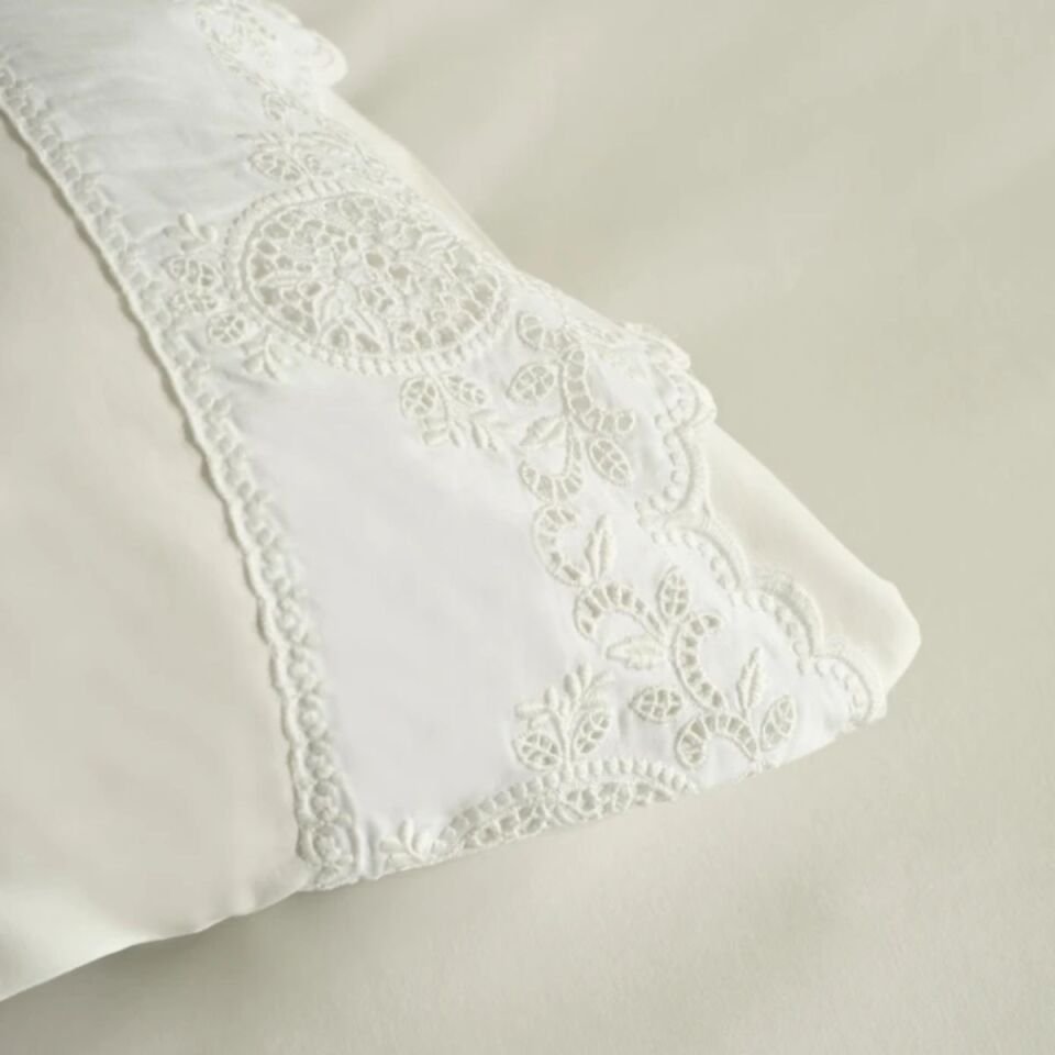 Karaca Home Chole Brodeli %100 Pamuk Çift Kişilik Nevresim Takımı Beyaz