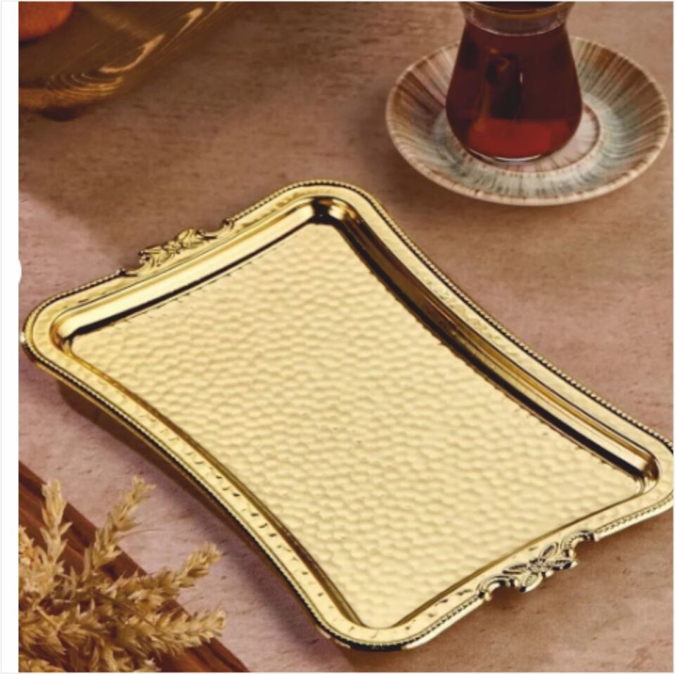 Cooker Metal Sunum Tepsisi Kare Gold