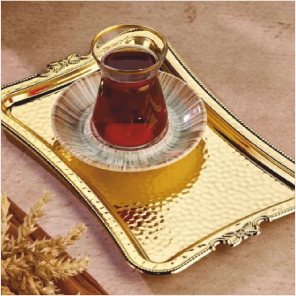 Cooker Metal Sunum Tepsisi Kare Gold