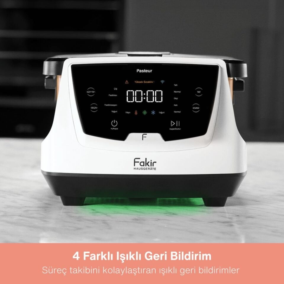 Fakir Pasteur Çiğ Sütten Yoğurt Yapma Makinesi, Pastörizasyon , 3 L Seramik Hazne, Tat ve Kıvam Ayarı