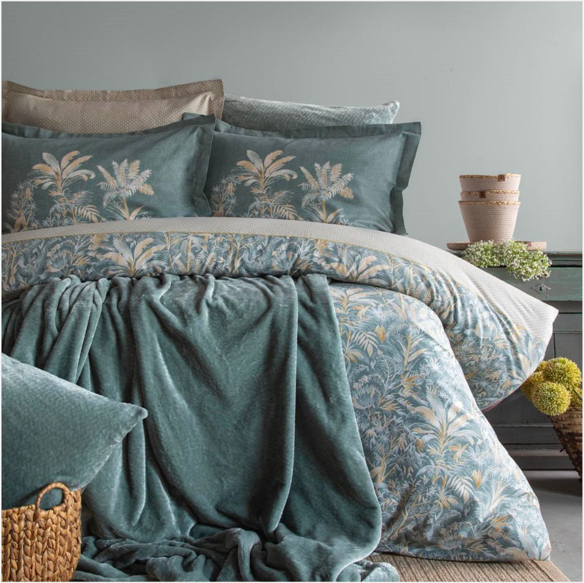 PAMUKLAR APRİCİTAS CIFT KISILIK  YATAK ORTUSU NEVRESIM SET TAMMY YEŞİL