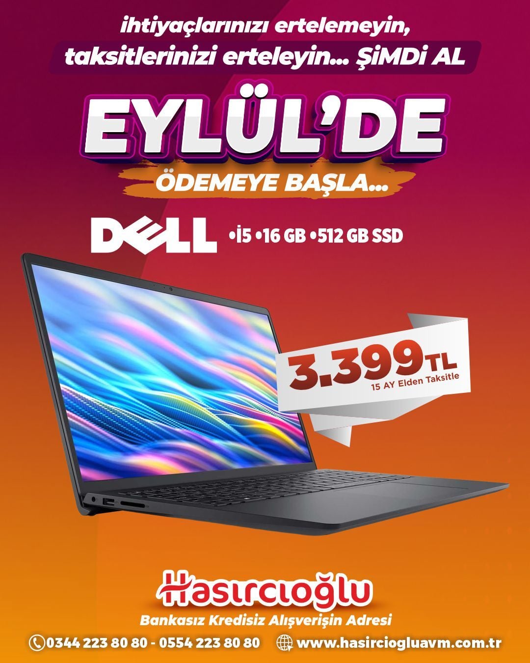 Dell  i5 işlemci, 16 GB RAM ve 512 GB SSD