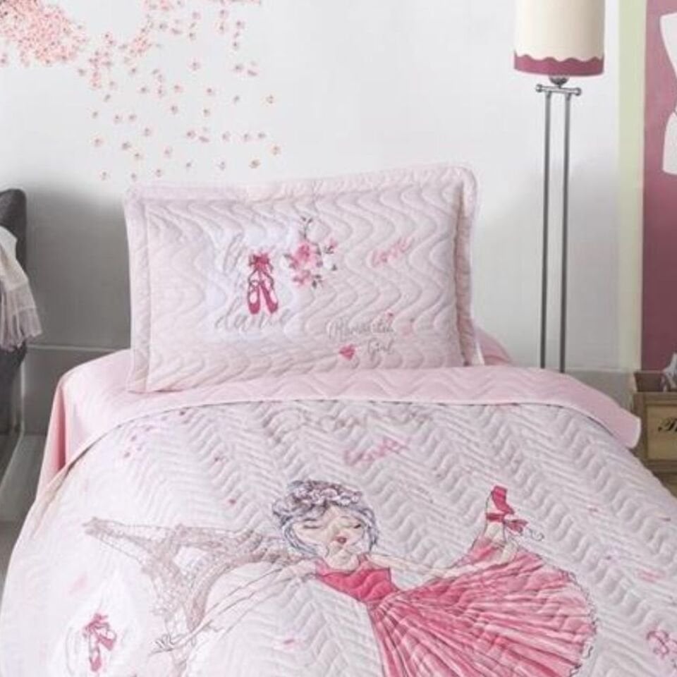Aran Clasy Ranforce Yatak Örtüsü Tek Kişilik Romantic girl V1 Pembe