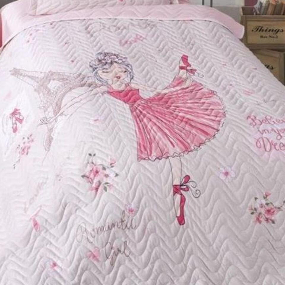 Aran Clasy Ranforce Yatak Örtüsü Tek Kişilik Romantic girl V1 Pembe