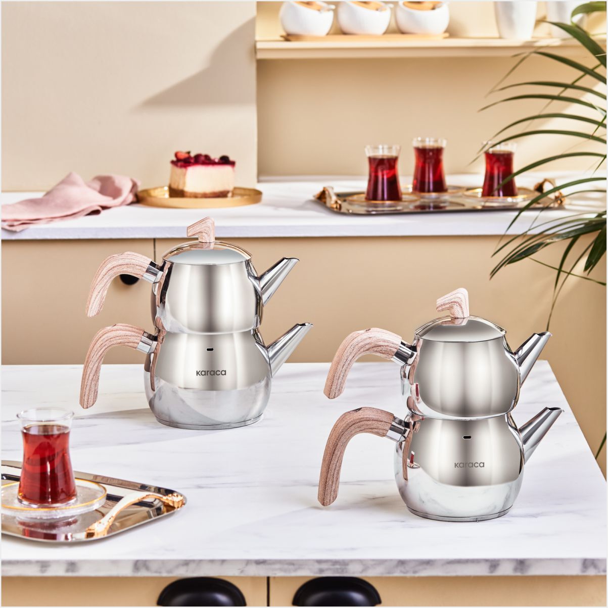 KARACA VERDE ÇAYDANLIK MİDİ KAHVERENGİ