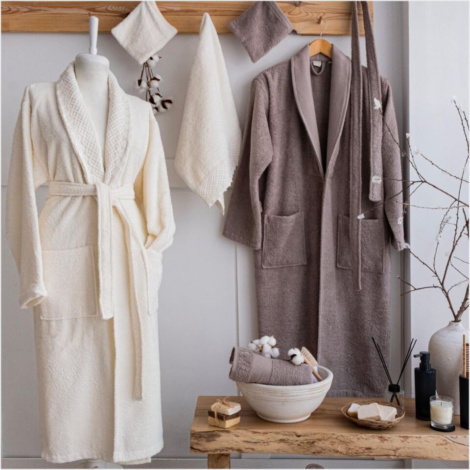 SCHAFER HOME VALENTİNA DANTELLİ BANYO SETİ 9 PARÇA-KREM/BEJ