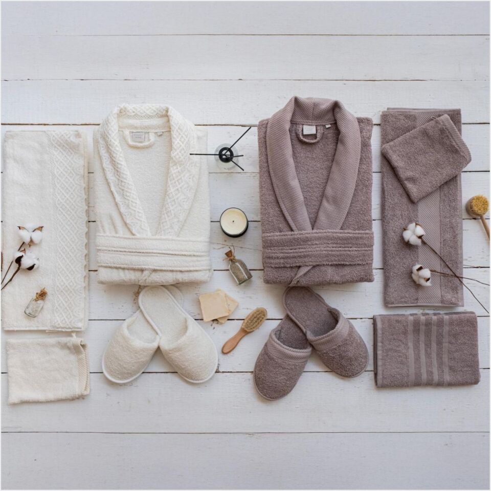 SCHAFER HOME VALENTİNA DANTELLİ BANYO SETİ 9 PARÇA-KREM/BEJ