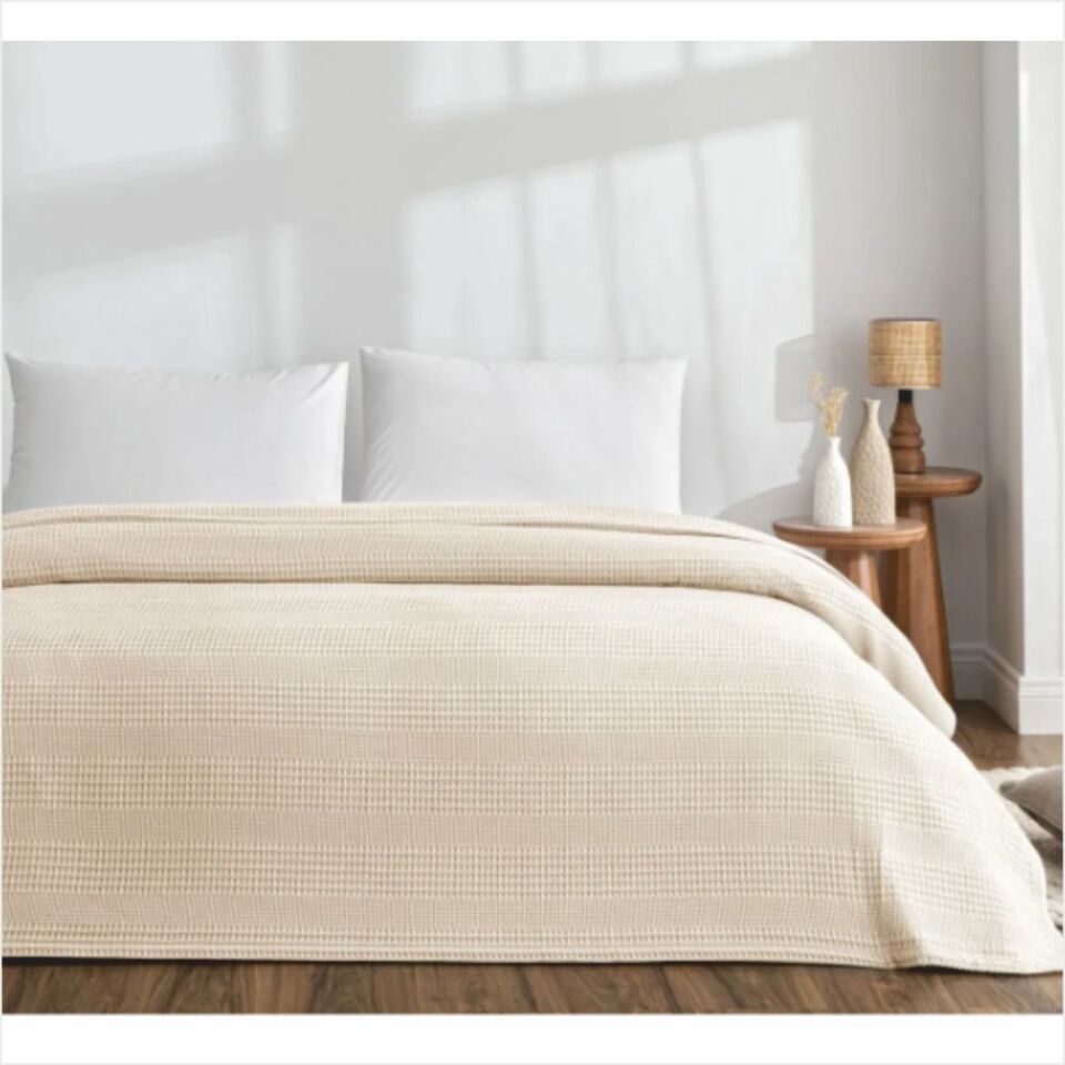 Taç Monet Tek Kişilik Pike Takımı Krem