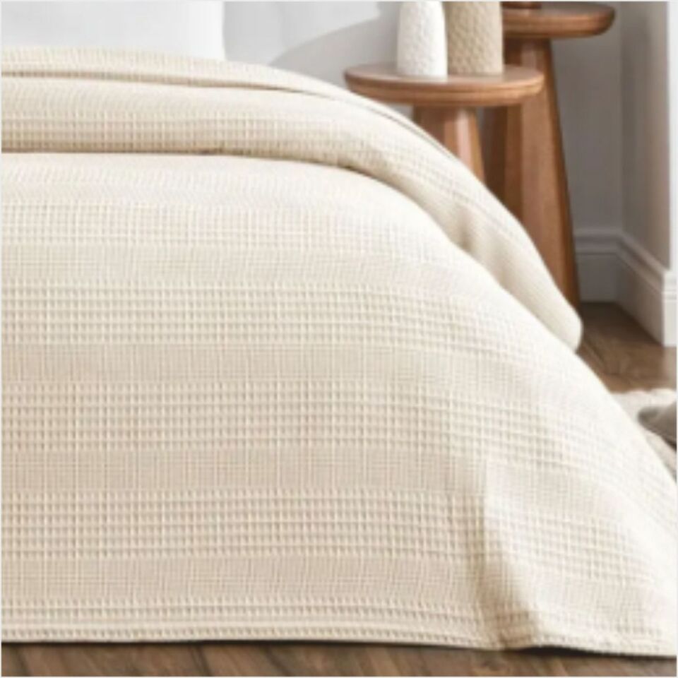 Taç Monet Tek Kişilik Pike Takımı Krem