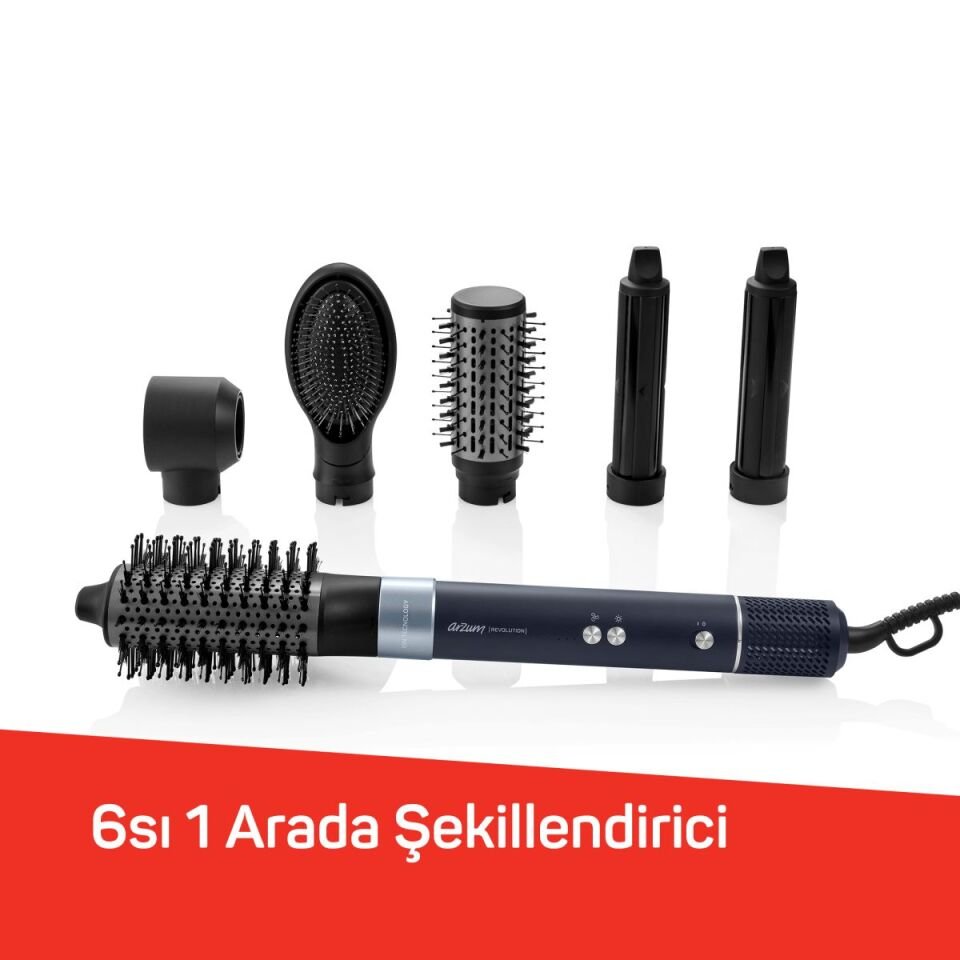 Arzum AR5166 Revolution 6in1 Platin Gri Saç Şekillendirme Seti