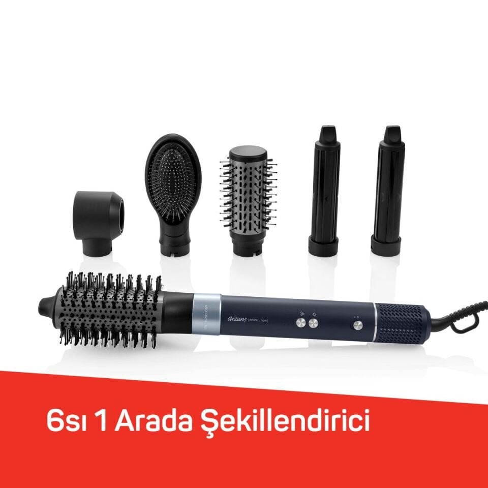 Arzum AR5166 Revolution 6in1 Platin Gri Saç Şekillendirme Seti