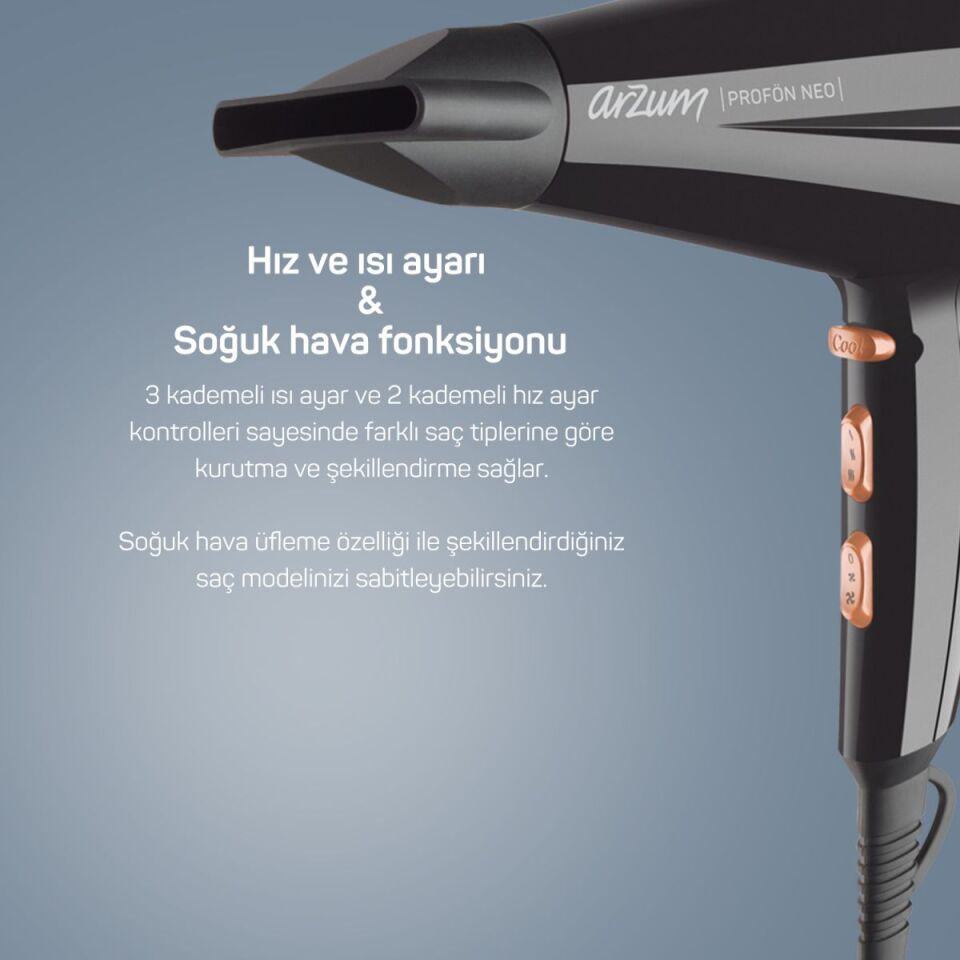 Arzum Ar5047 Profön Neo Saç Kur Mak-Siyah
