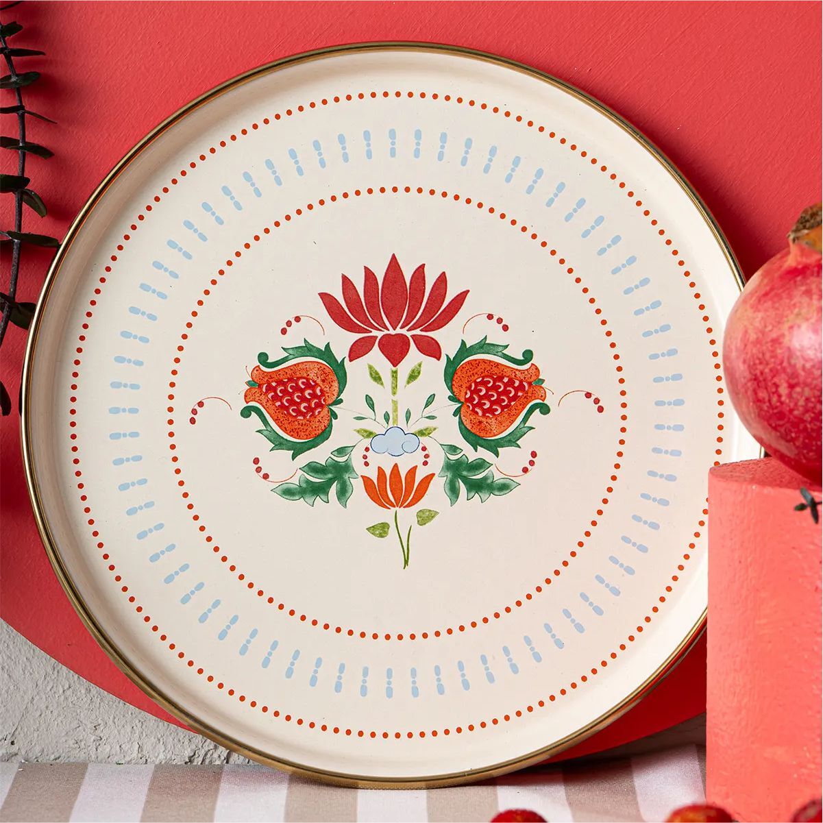 Emsan Nar Emaye Pasta Tabağı 21 cm