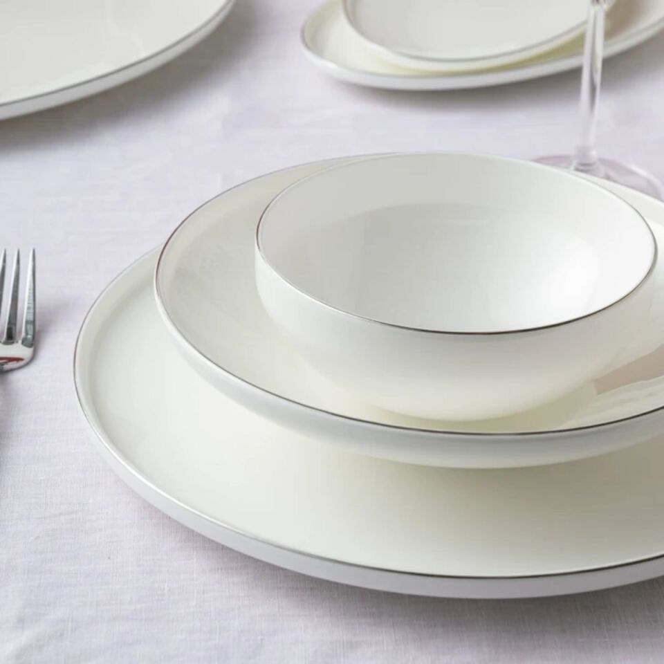 Emsan Fine Bone Freya 60 Parça 12 Kişilik Yuvarlak Yemek Takımı Platin