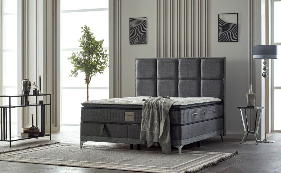 Calista 160X200 Baza Seti Keten Grı