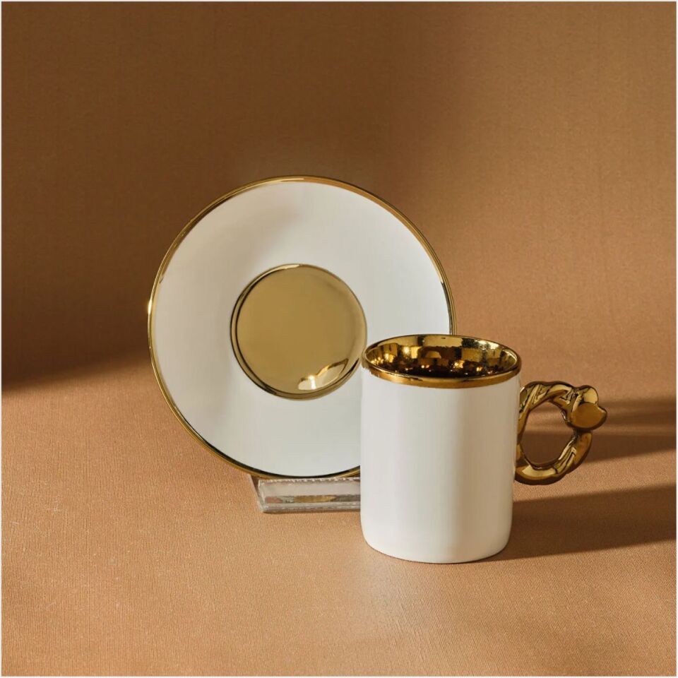 KARACA KALPLİ 6 KİŞİLİK 80 ML KAHVE BEYAZ