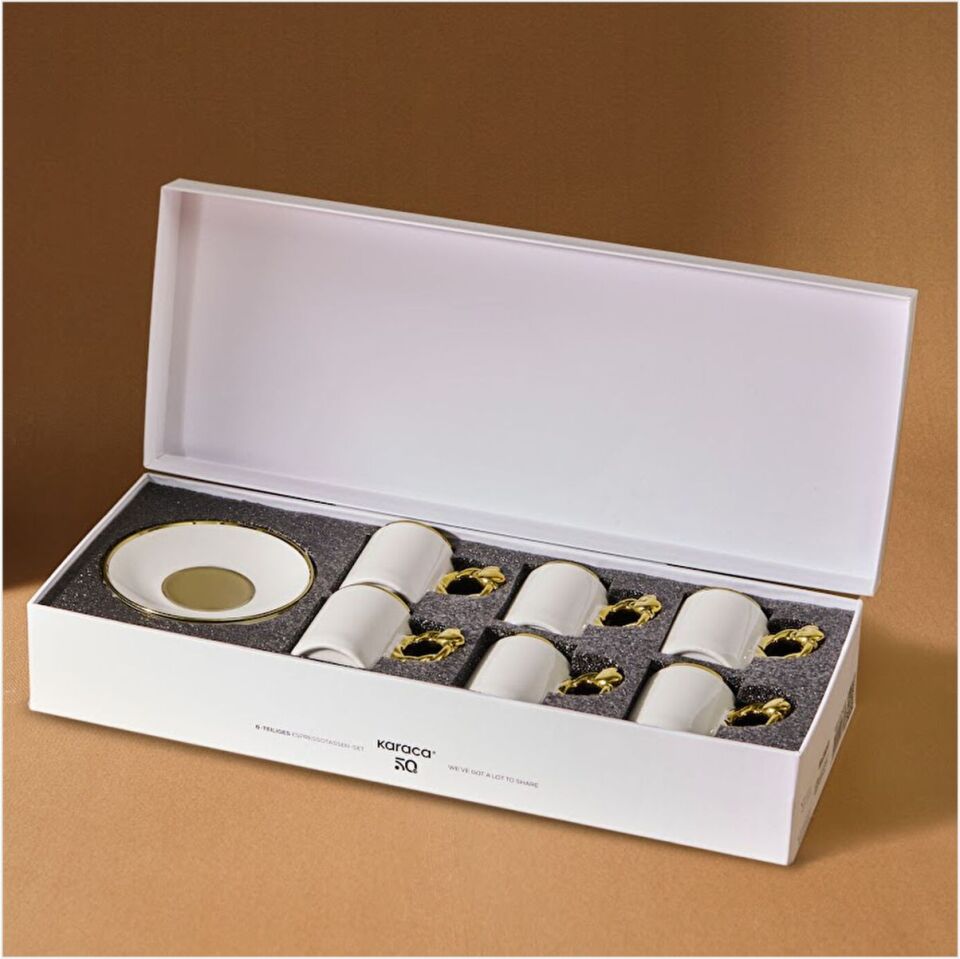 KARACA KALPLİ 6 KİŞİLİK 80 ML KAHVE BEYAZ