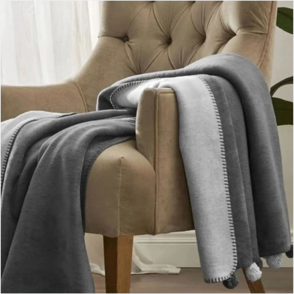 ÖZDİLEK BATTANIYE PONP.PAMUK DIZ 130*170 GRI(Y)