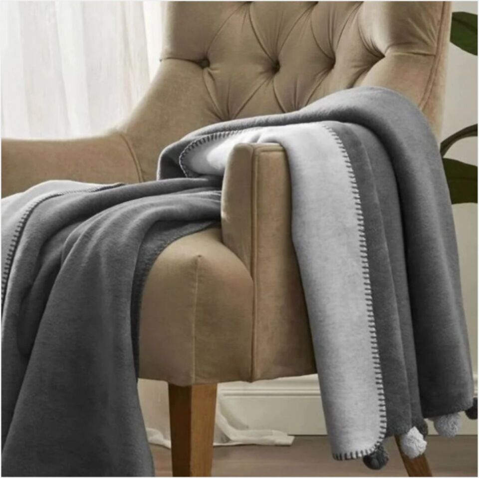 ÖZDİLEK BATTANIYE PONP.PAMUK DIZ 130*170 GRI(Y)