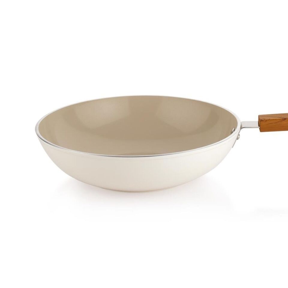 Schafer Ceramoni Seramik Wok Tava 28Cm - Krem