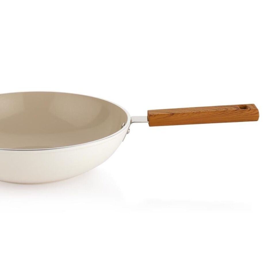Schafer Ceramoni Seramik Wok Tava 28Cm - Krem