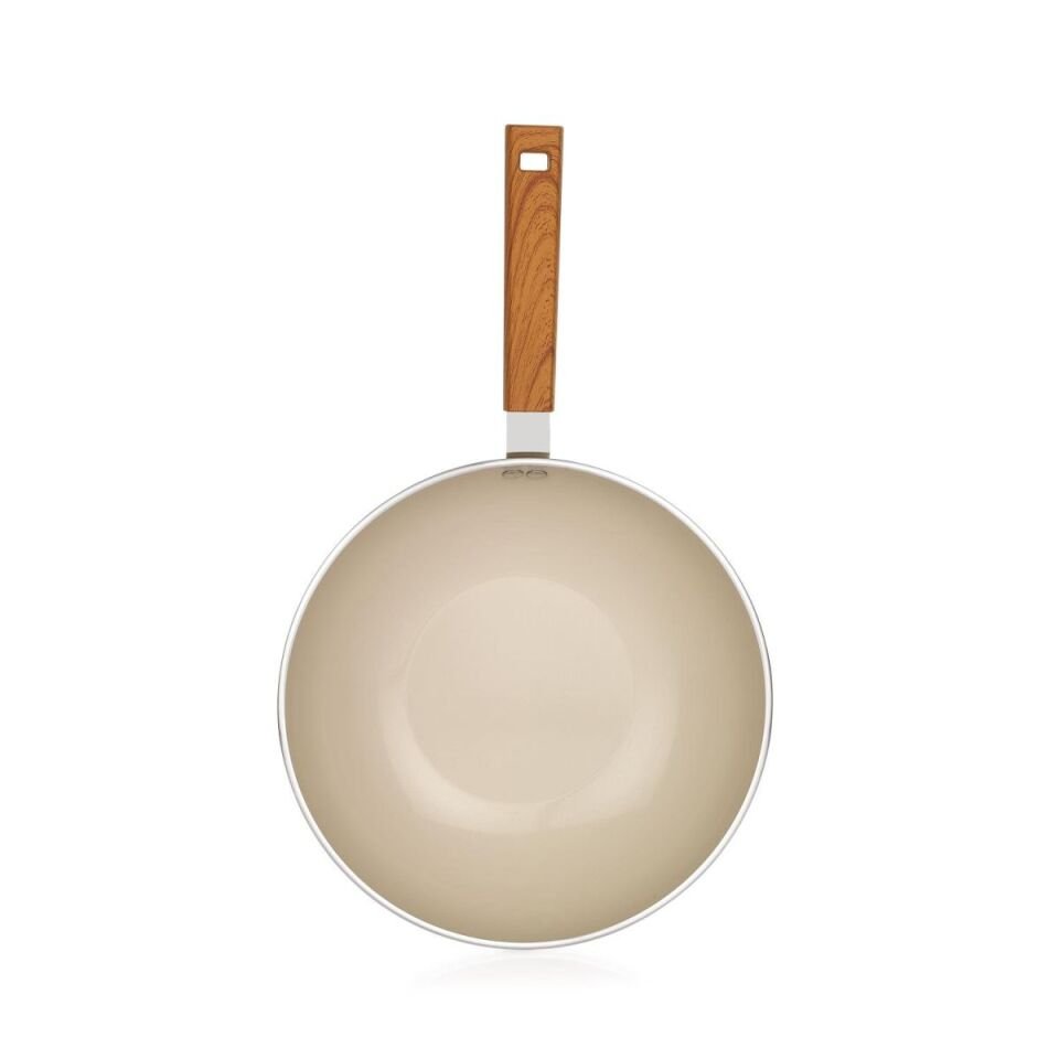 Schafer Ceramoni Seramik Wok Tava 28Cm - Krem