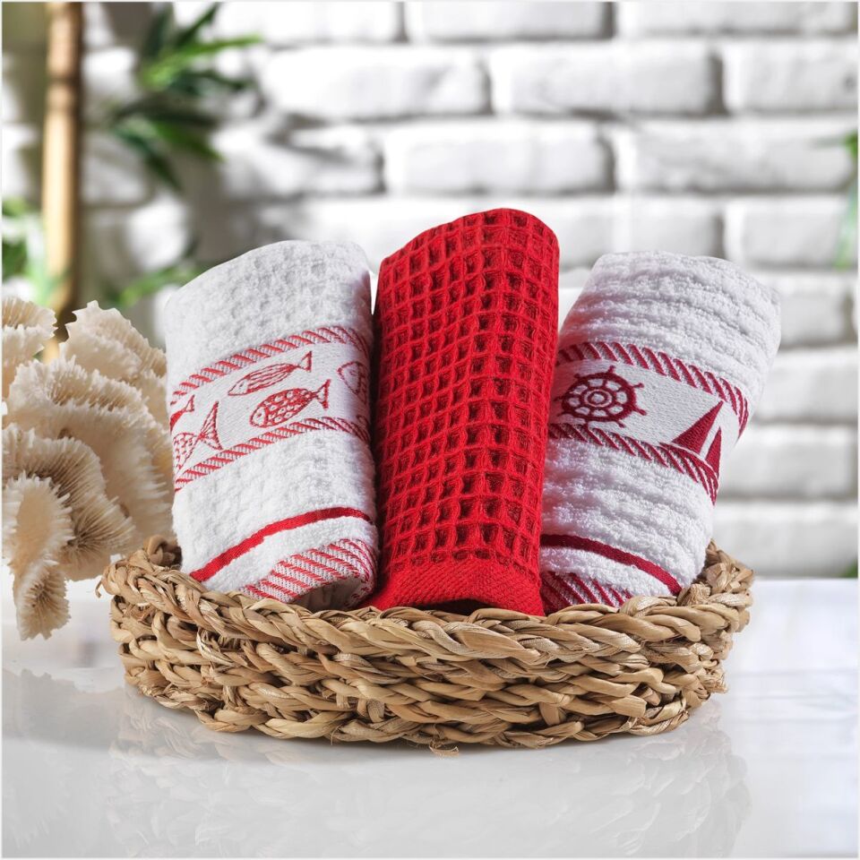 SCHAFER HOME VOYAGE 30X50 HAVLU SETİ 3 PARÇA-KIRMIZI