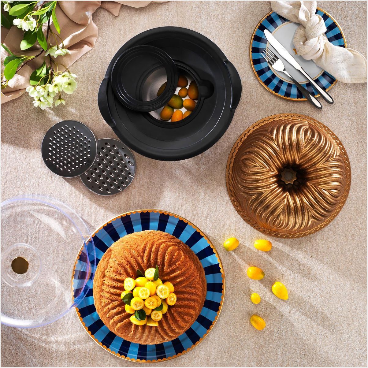 SCHAFER CAKEHAUS KEK KALIBI+HAZIRLIK SETİ 6 PARÇA-BRONZ