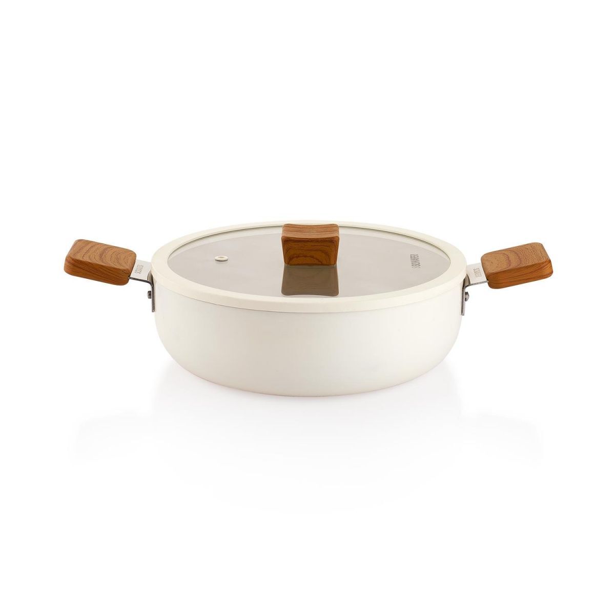 Schafer Ceramoni Seramik Basık Tencere 24Cm - Krem
