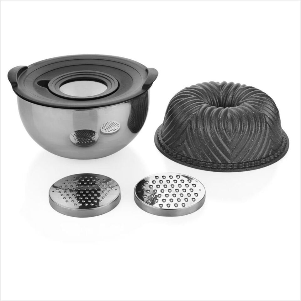 SCHAFER CAKEHAUS KEK KALIBI+HAZIRLIK SETİ 6 PARÇA-GRİ