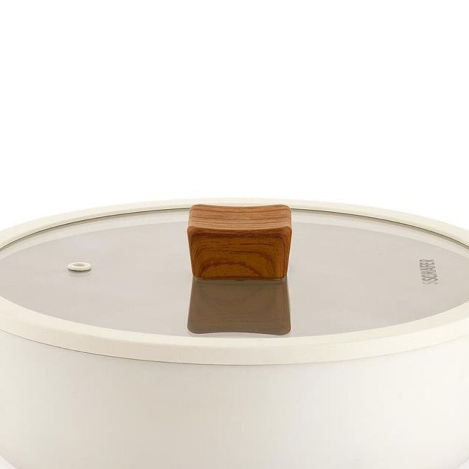 Schafer Ceramoni Seramik Basık Tencere 26Cm - Krem