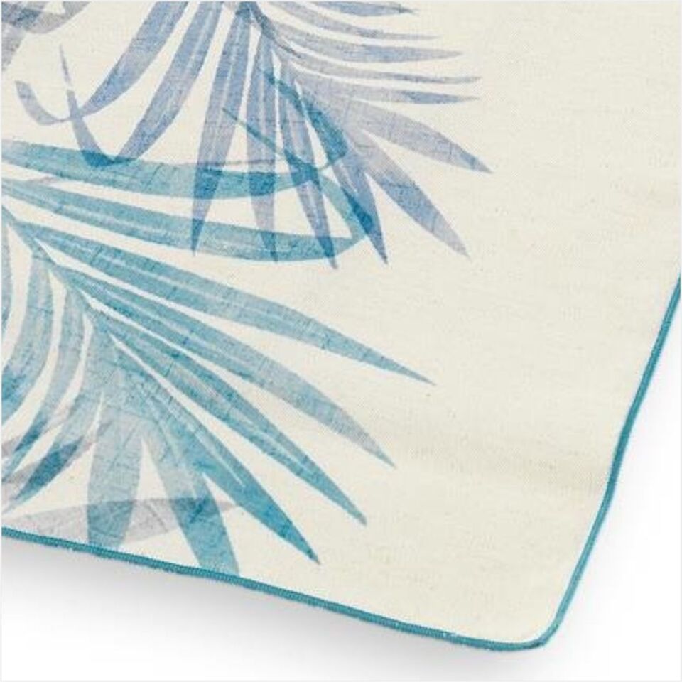 SCHAFER HOME LEAF POLY LİNEN RUNNER 45X150 CM 1 PARÇA-MAVİ