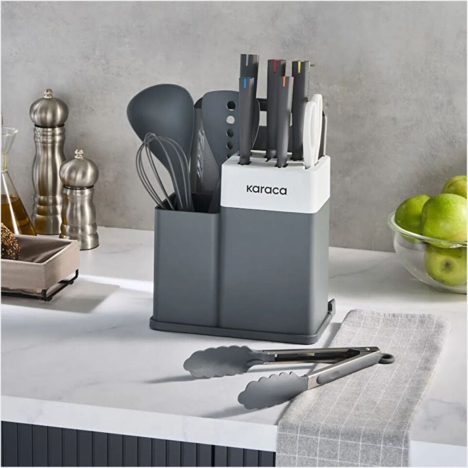 KARACA YAME 12 PARÇA SERVİS SETLİ BIÇAK SETİ GRİ