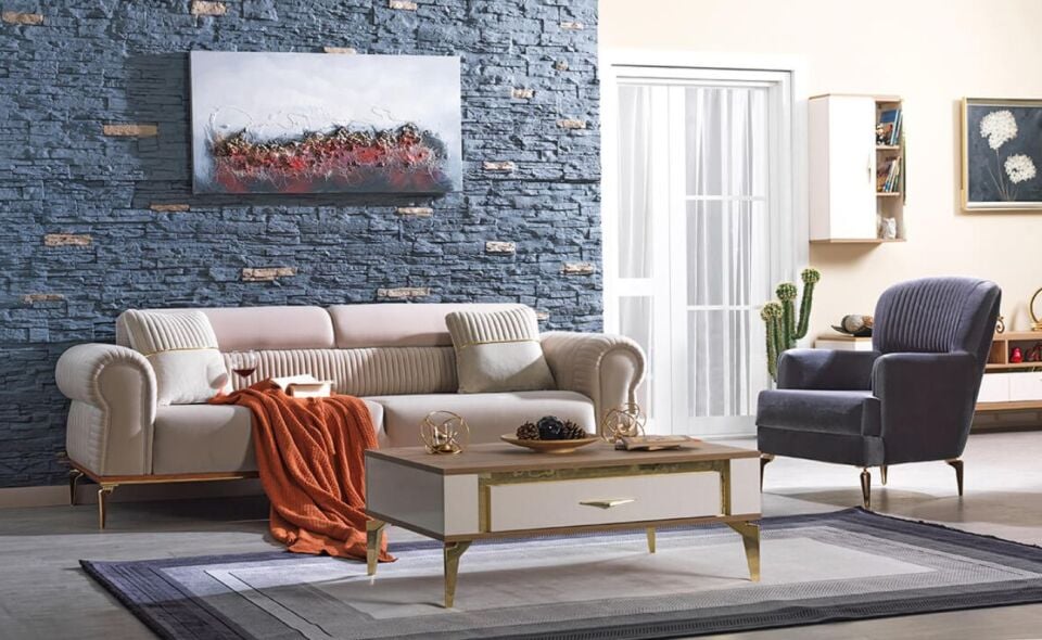 Başak Koltuk Takımı 3+1+1 Kuvars 08 K.Gri/ 3Lü Kuvars 03 Krem