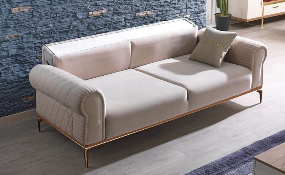 Başak Koltuk Takımı 3+1+1 Kuvars 08 K.Gri/ 3Lü Kuvars 03 Krem