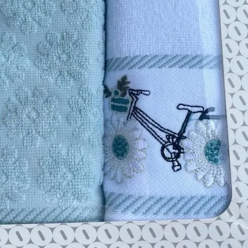 Özdilek Irıs Border Mavı 2Lı Kutulu Havlu