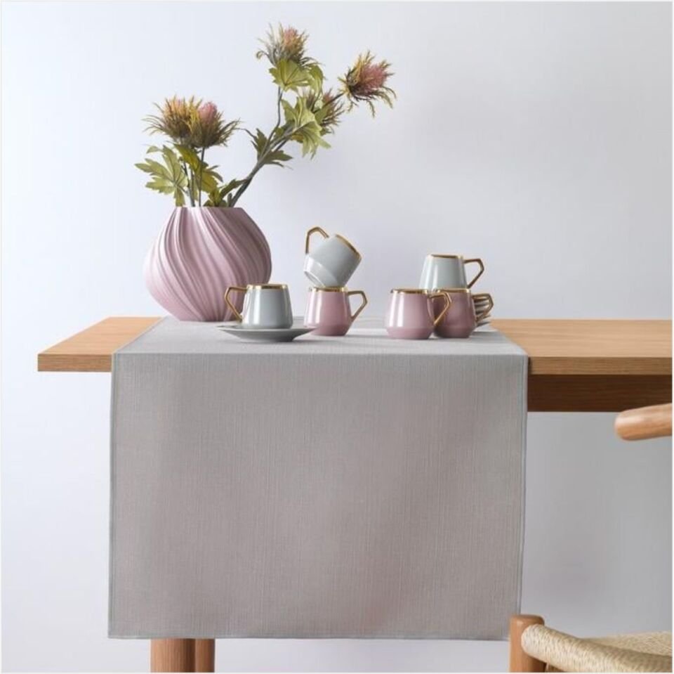 SCHAFER HOME BİANCA KETEN POLYESTER RUNNER 40X160 CM 1 PARÇA-GRİ