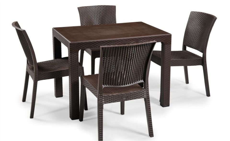 PURTAŞ 90X90 MASA TAKIMI KAHVERENGİ