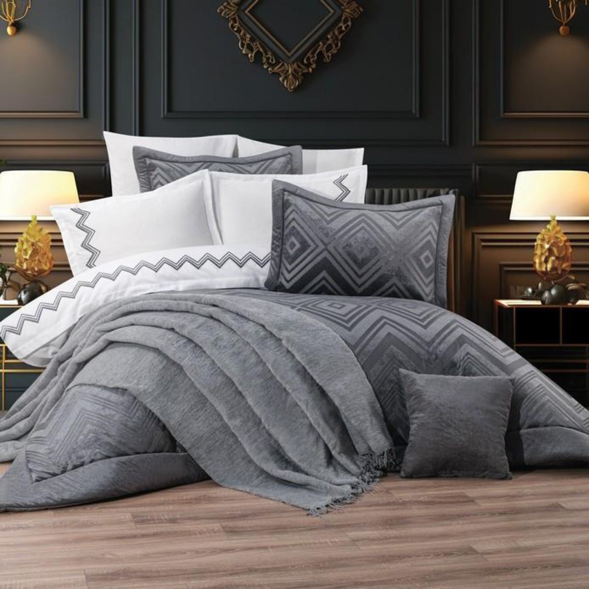 Schafer Home Diamond Çeyiz Seti 11 Parça-Antrasit