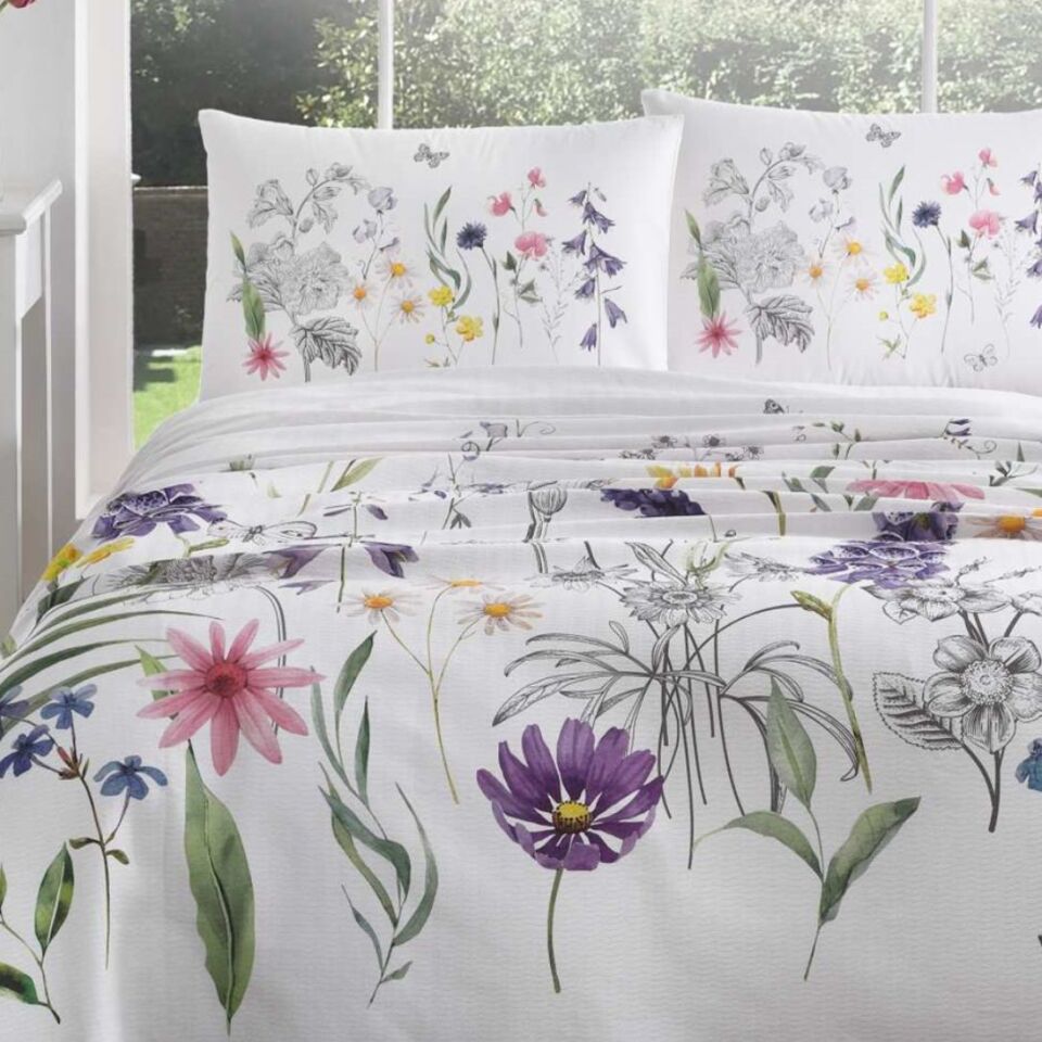 Taç Beauty %100 Pamuk Tek Kişilik Pike Takımı Lila