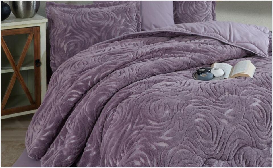 Aran Clasy Wellsoft Jakarlı Çift Kişilik Uyku Seti Reste V3 Lila