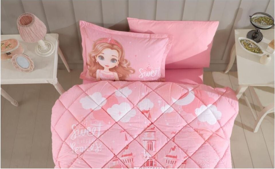 Aran Clasy Ranforce %100 Pamuk Tek Kişilik Uyku Seti Sweet Princess V1 Pudra