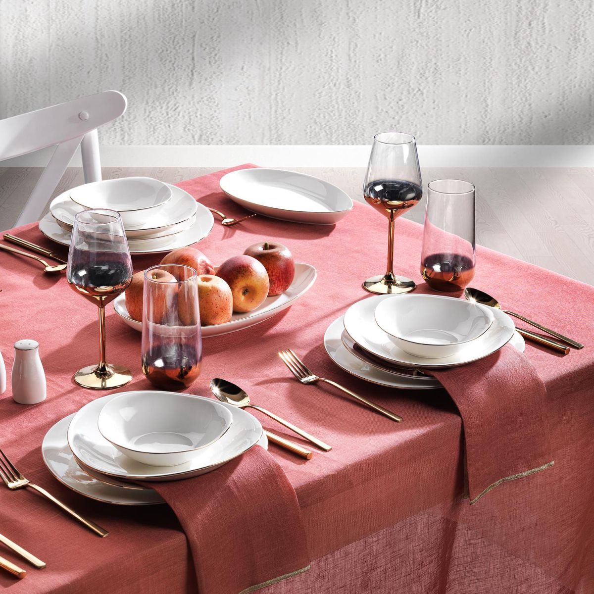 SCHAFER DİNA YEMEK TAKIMI 56 PARÇA ALTIN 01