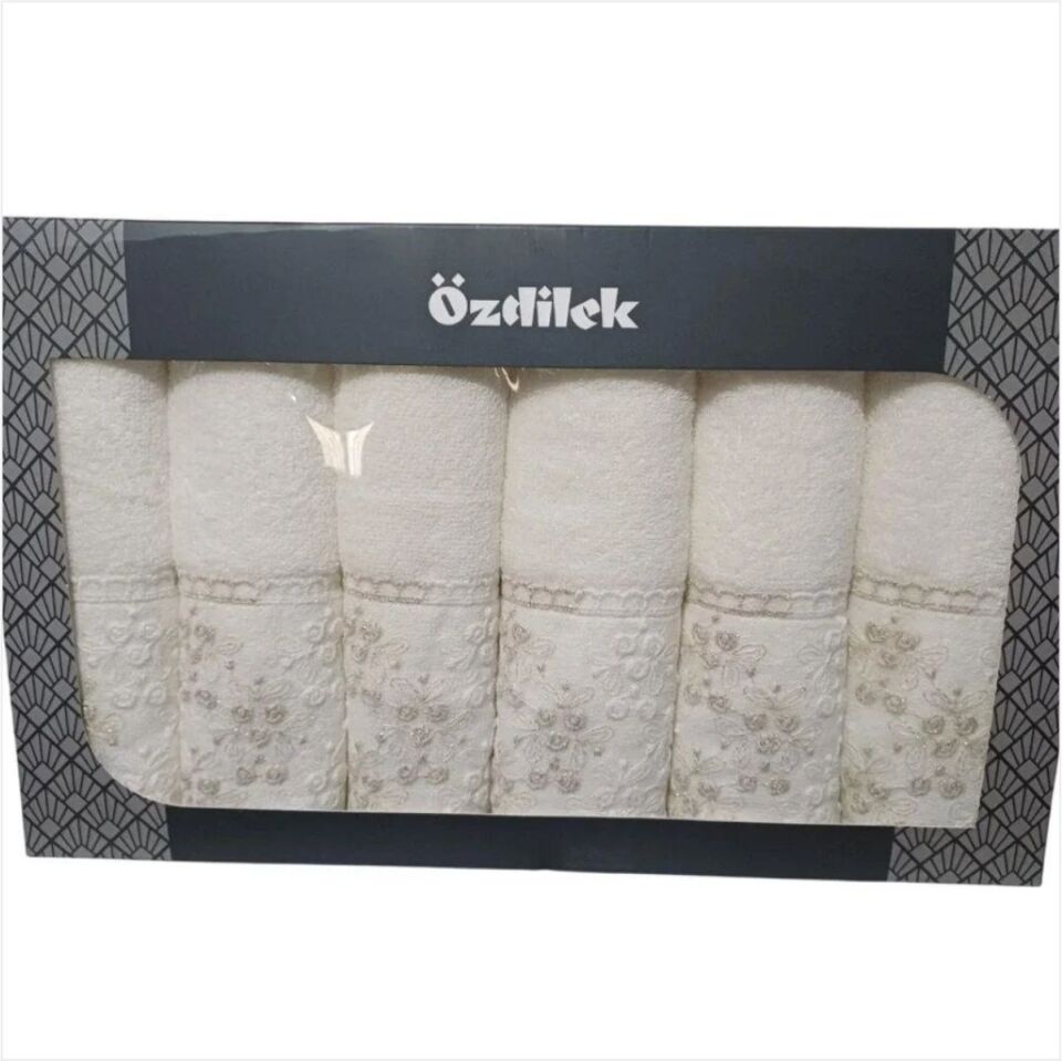 ÖZDİLEK BEYZA/KREM 6 LI KUTULU HAVLU