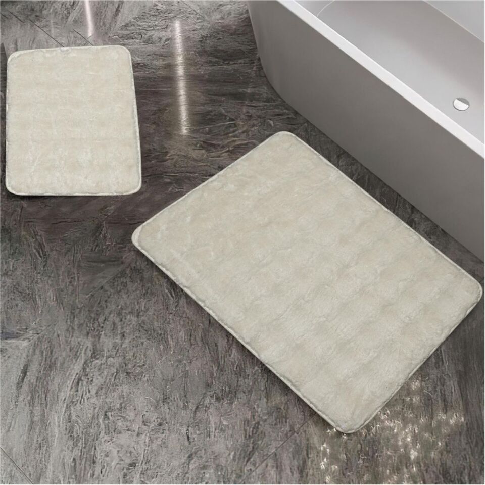 Schafer Home Pia 2'Li Peluş Banyo Paspas - Krem01
