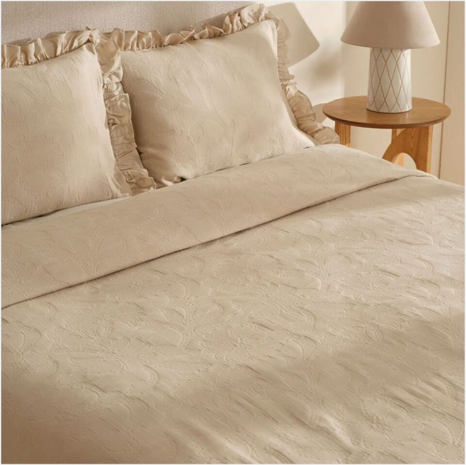 KARACA HOME LAVİNYA %100 PAMUK ÇİFT KİŞİLİK YATAK ÖRTÜSÜ TAKIMI BEJ